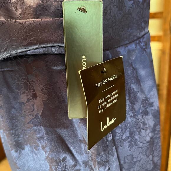 NWT Lulu’s Sleek Sensation Navy Jacquard Sleeveless Jumpsuit Size XL - Picture 4 of 9